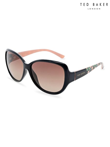 Svart/Rosa - Ted Baker Womens Oversized Fashion Sunglasses With Exclusive Floral Print On Temples (M89982) | kr1 580