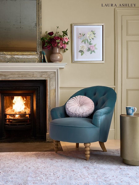 Laura Ashley Velvet Seaspray Blue Hanby Accent Chair (M90006) | €567