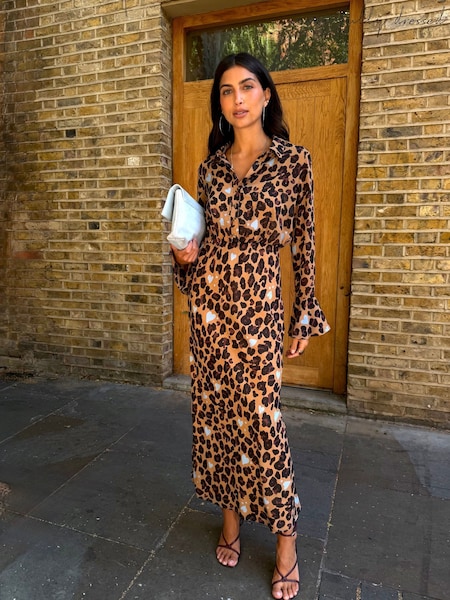 Brown - Never Fully Dressed Heart Leopard Mia Dress