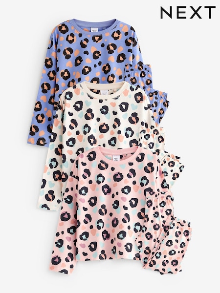 Pink/Blue/Cream Animal Print 100% Cotton Jogger Pyjamas 3 Pack (3-16yrs) (M90636) | $72 - $94