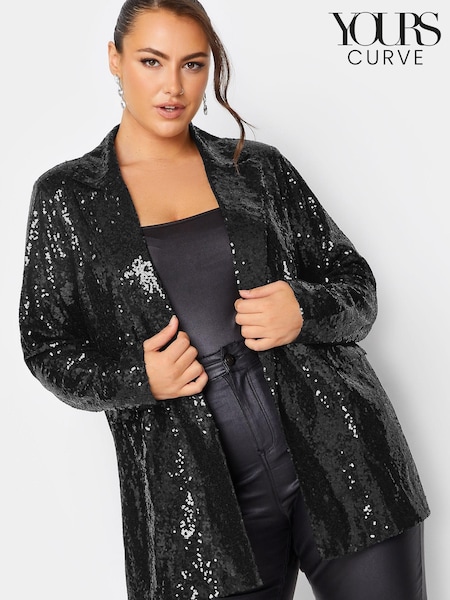 Yours Curve Black Sequin Blazer (M90965) | €31