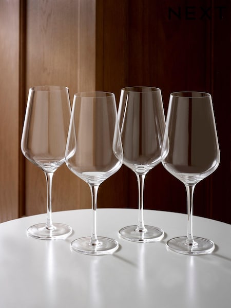 Clear Belgravia Crystal Tapered Set of 4 White Wine Glasses (M91051) | €26