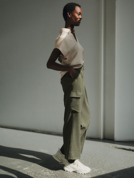 Khaki Green Premium Modal Cargo Trousers (M91203) | € 16