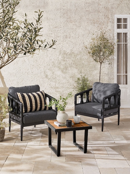 Black Sorrento Garden 3 Piece Chairs and Table Bistro Set (M91557) | €610