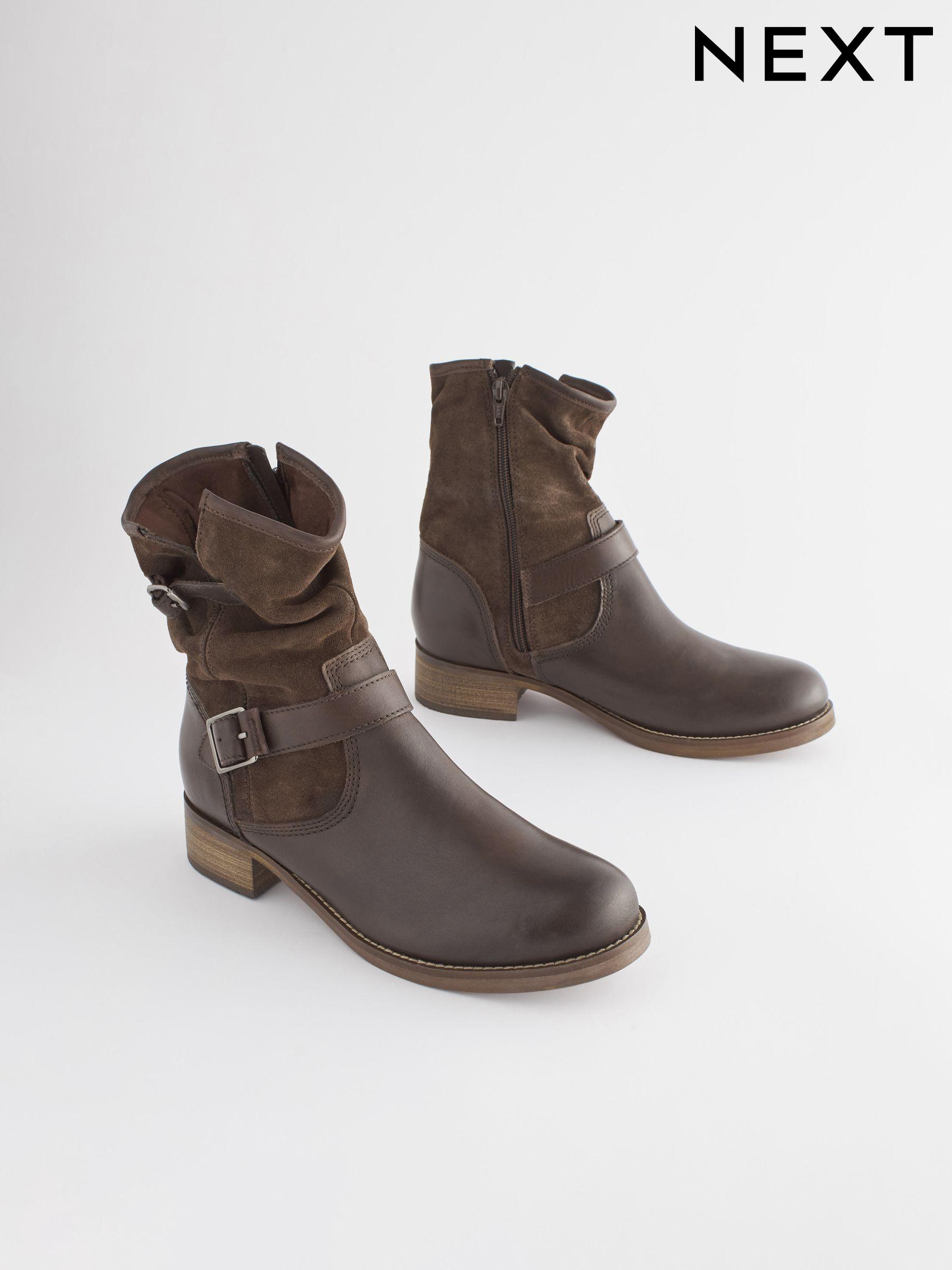 Brown Biker Ankle Flat Casual Boots Next Luxembourg