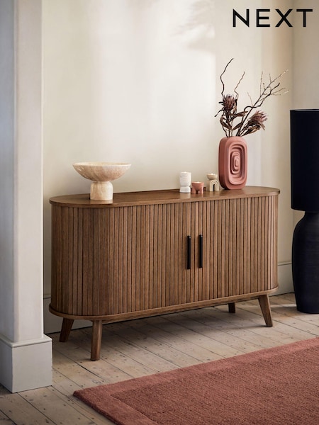 Dark Natural Hyde Tambour Door Sideboard (M91805) | €550