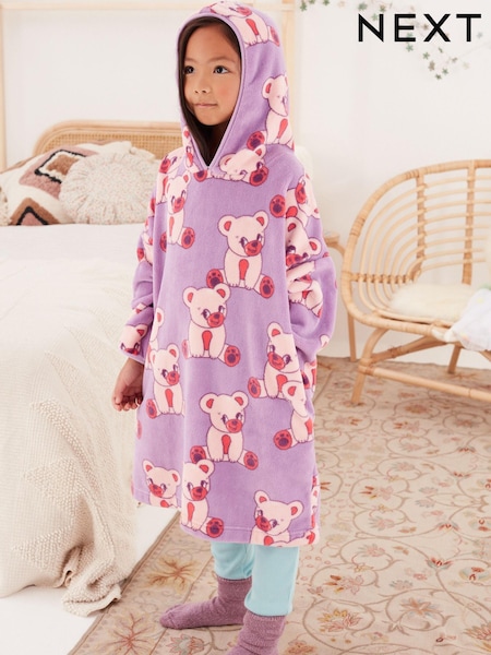 Lilac Purple Bear Fleece Hooded Blanket (3-16yrs) (M92146) | €15 - €21