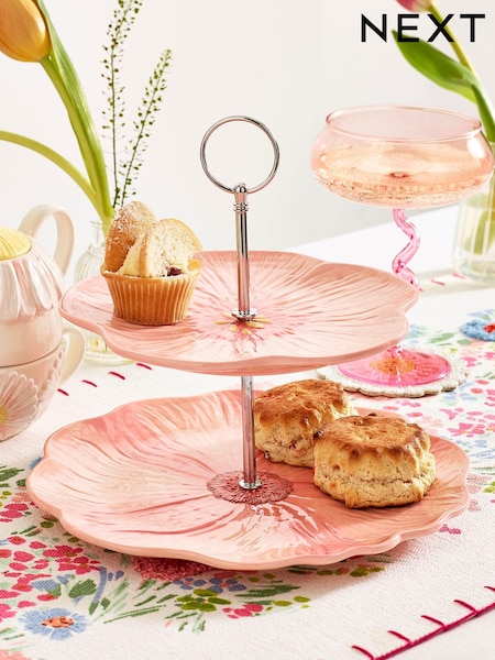 Pink Two Tier Flower Cake Stand (M92247) | $35