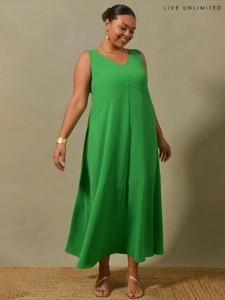 Live Unlimited Green Curve V-Neck Maxi Vest Swing Dress (M92497) | € 44