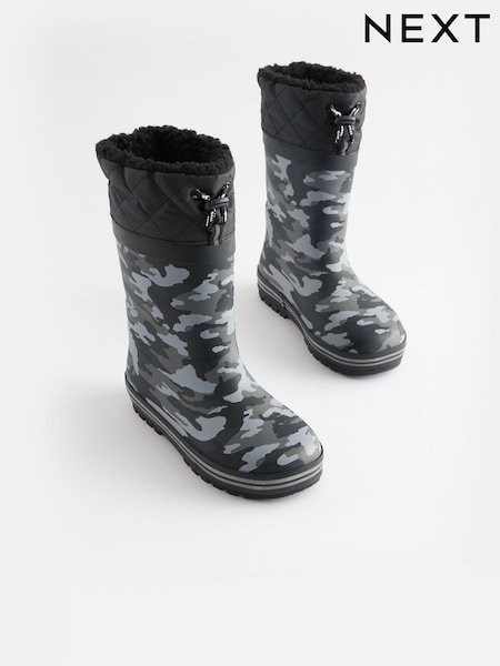 Monochrom mit Camouflagemuster - Thinsulate™ Warm Lined Cuff Wellies (M92641) | 5 € - 6 €