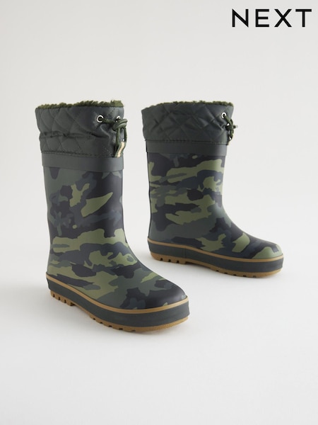 Khaki/Camouflage - Thinsulate™ Warm Lined Cuff Wellies (M92642) | 5 € - 6 €
