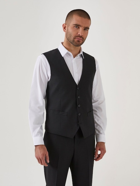 Negru - Skopes Romulus Sustainable Taioare Fit Costum Vestă (M93066) | 188 LEI