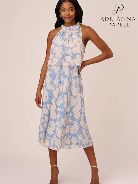 Adrianna Papell Blue Floral Chiffon Popover Dress (M93152) | €102