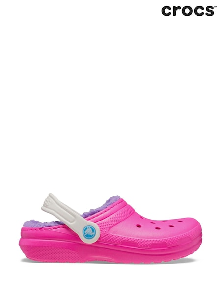 Crocs Neon Pink Toddler Classic Lined Clogs (M93996) | AED116
