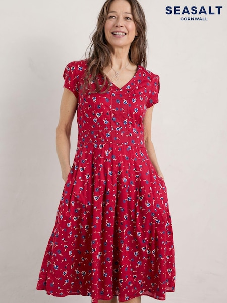 Seasalt Cornwall Red Villa Garden Tea Dress (M94021) | €46