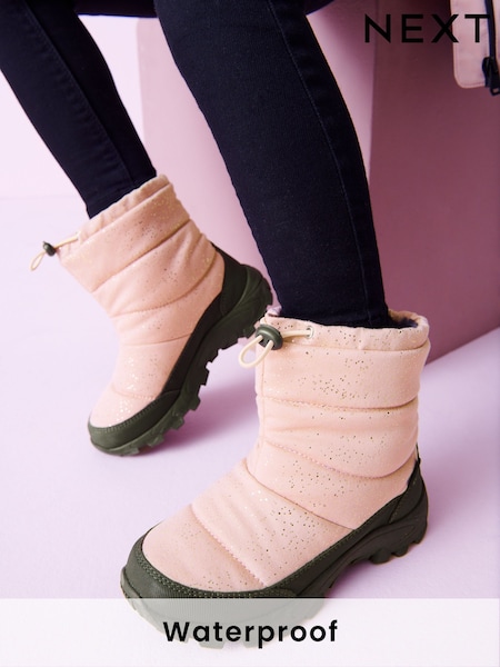 Pink Shimmer Waterproof Warm Faux Fur Lined Snow Boots (M94563) | AED156 - AED181