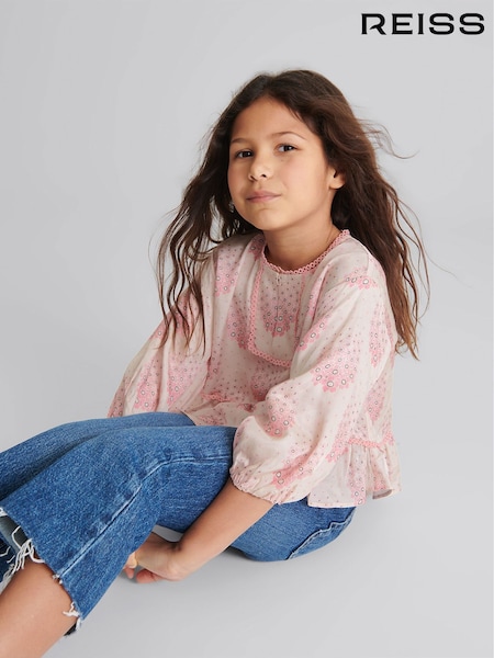 Reiss Everleigh Junior Circle Print Blouse (M95652) | ‏346 د.إ.‏