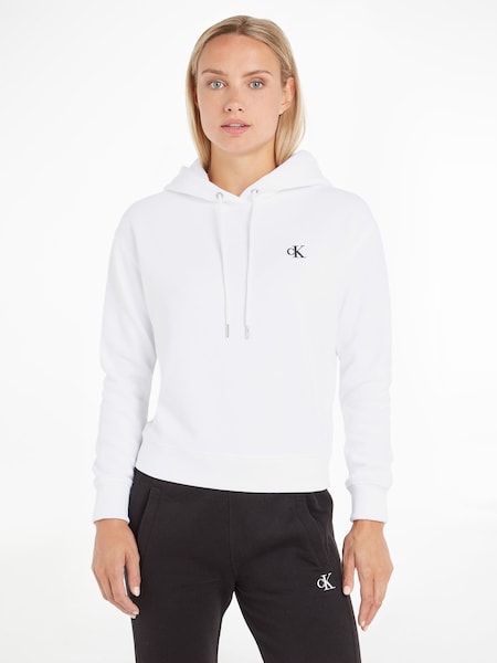 Calvin Klein Jeans White Embroidered Logo Hoodie (M95678) | 286 LEI