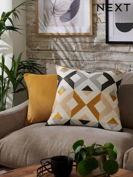 Grey 50 x 50cm Bronx Diamond Geometric Cushion (M95687) | €30