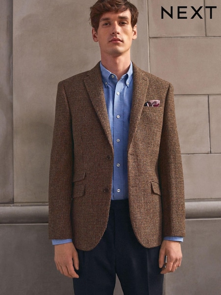 Brown Signature Harris Tweed British Wool Blazer (M96199) | €127