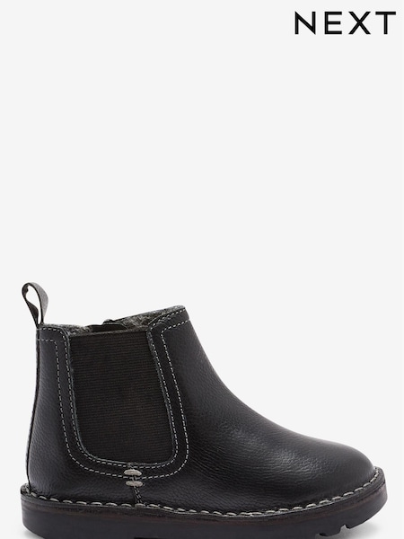 Black Standard Fit (F) Warm Lined Leather Chelsea Boots (M96208) | AED152 - AED183