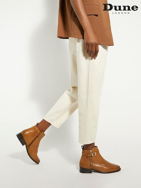 Dune London Brown Wide Fit Pepi Branded Trim Ankle Boots (M96386) | €92