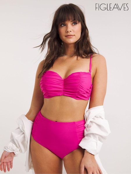 Figleaves Pink Fiji Ruched Detail Bikini Top (M96860) | €18.50