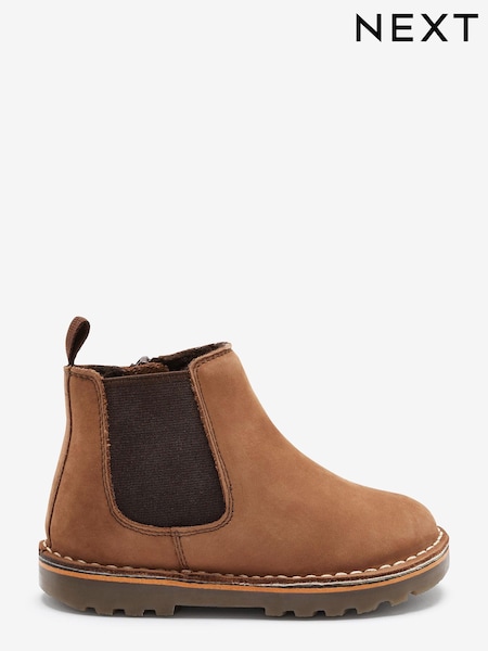 Taupe Brown - Warm Lined Leather Chelsea Boots (M97281) | € 7 - € 8