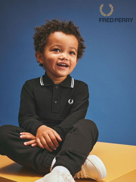 Черный - Fred Perry Kids Long Sleeve Twin Tipped Polo Shirt (M97391) | €40 - €44