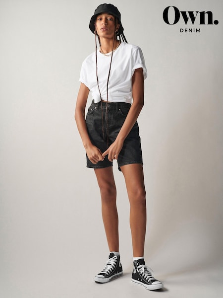 Выбелен. черный - Own. Low Rise Baggy Boyfriend Denim Shorts (M97872) | €15