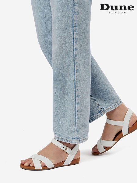 Dune London White Landie Cross Strap Comfort Sandals (M98263) | €44