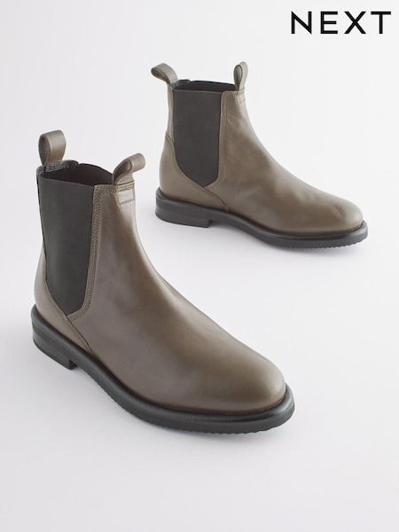 Khaki Green Extra Wide Fit Forever Comfort® Leather Chelsea Boots (M98456) | €6