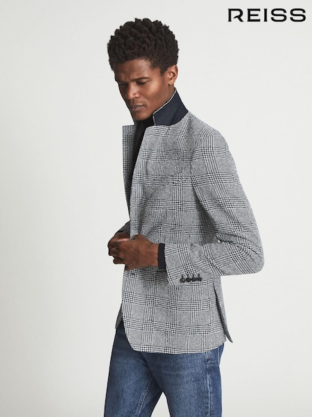 Reiss Blue Glare Puppytooth Check Blazer (M99708) | €470