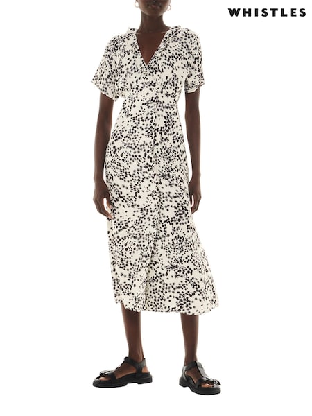 Whistles Dandelion Floral Black Midi Dress (M99809) | €51