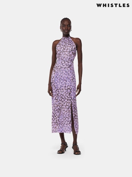 Whistles Purple Floral Metallic Dobby Dress (M99851) | €109