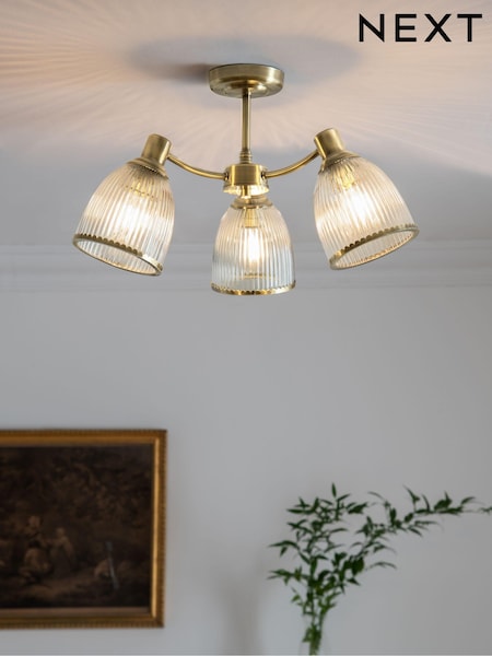 Brass Willow 3 Light Flush Fitting Ceiling Light (MG3955) | €99