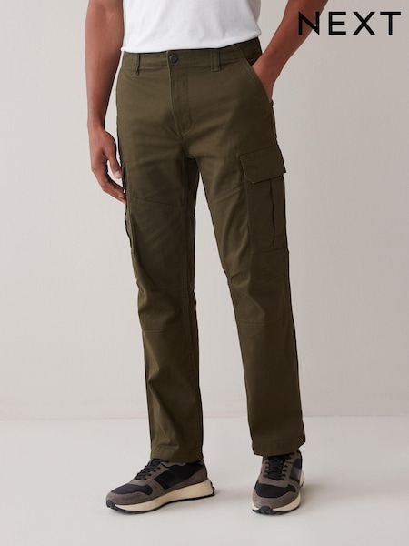 Khaki Green Straight Fit Cotton Stretch Cargo Trousers (MX7566) | €14.50