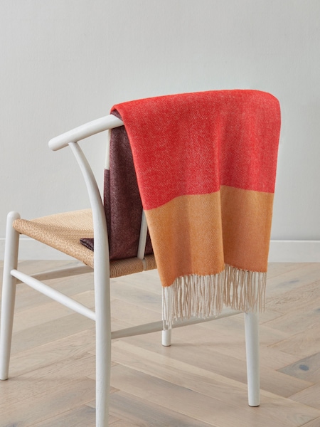 Jasper Conran London Red/Orange Lambswool Stripe Throw (MZZ292) | €61