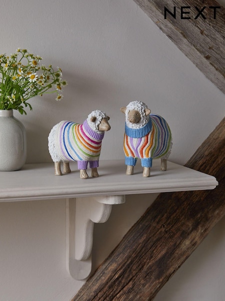 Set of 2 Sandra and Steve Sheep Ornaments (N00056) | R$ 245
