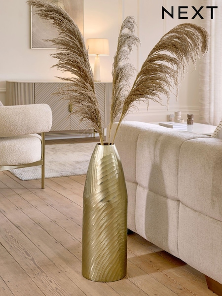 Gold Metal Textured Extra Large Floor Vase (N00073) | CA$169