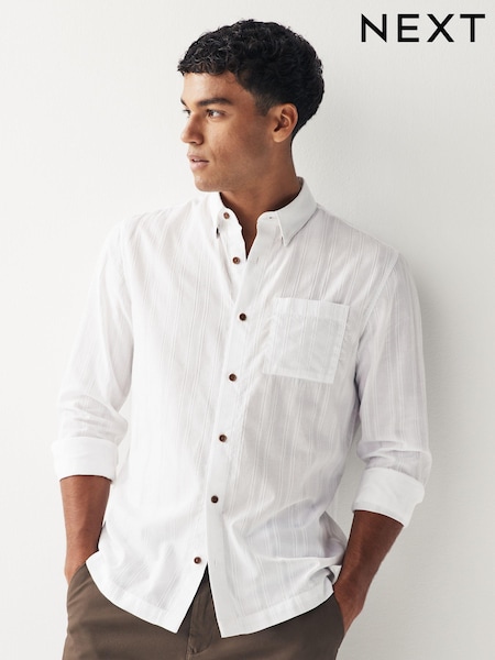 White Textured Long Sleeve Shirt (N00165) | €13