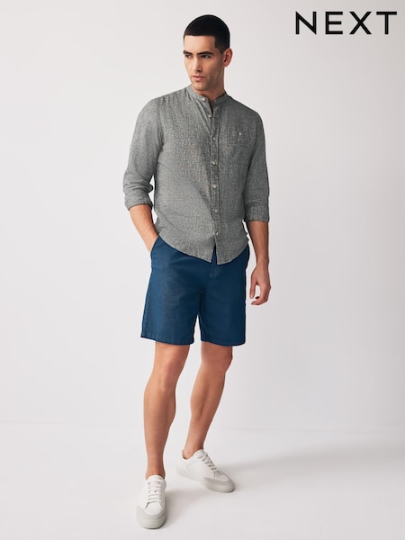 Grey Linen Blend Long Sleeve Shirt (N00177) | €6