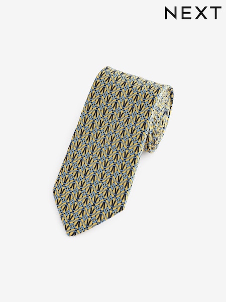 Yellow Geometric Signature Made In Italy Design Tie (N00249) | €9