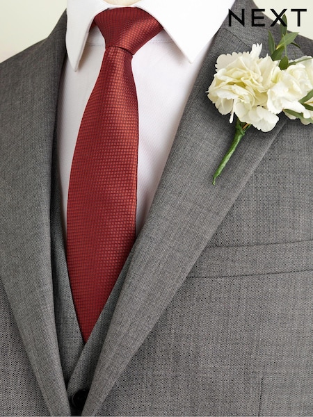 Rust Orange Slim Textured Silk Tie (N00337) | €7.50