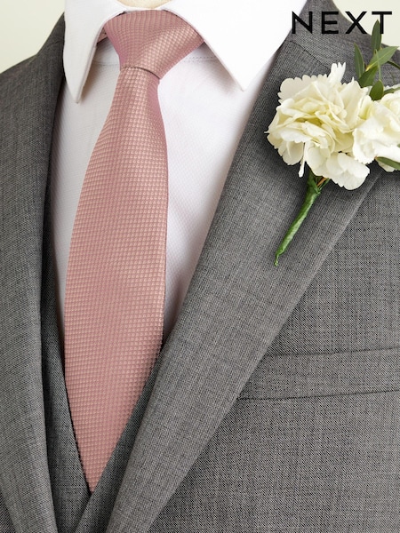 Neutral Brown Slim Textured Silk Tie (N00338) | €10
