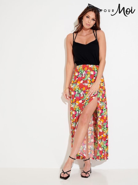 Pour Moi 100% Cotton Cross Back Strappy Jersey Woven Mix Maxi Dress (N00451) | €61
