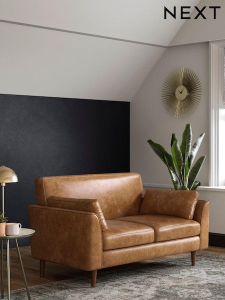 Vintaged Faux Leather Light Brown Mila Compact 2 Seater Sofa In A Box (N00726) | €580