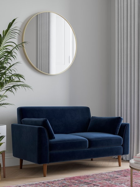 Soft Velvet Navy Blue Mila Compact 2 Seater Sofa In A Box (N00727) | €580
