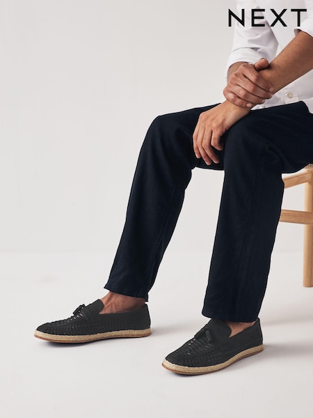 črna - Leather Woven Loafers (N00771) | € 33
