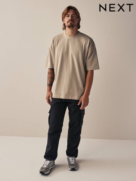 Stone Natural Oversized Heavyweight 100% Cotton T-Shirt (N00987) | €10